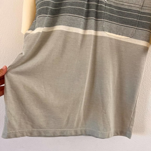 Polo US Open Polo Team Club Grey Cream Striped Pocket Polo Shirt Size 50 - Picture 7 of 13